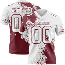 Загрузить изображение в средство просмотра галереи, Custom White Burgundy 3D Pattern Abstract Brush Stroke Authentic Football Jersey