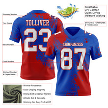 Load image into Gallery viewer, Custom Thunder Blue White-Red 3D Pattern Abstract Brush Stroke Authentic Football Jersey