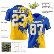 Load image into Gallery viewer, Custom Thunder Blue White-Yellow 3D Pattern Abstract Brush Stroke Authentic Football Jersey