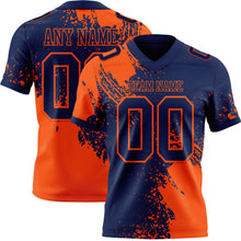 Загрузить изображение в средство просмотра галереи, Custom Navy Orange 3D Pattern Abstract Brush Stroke Authentic Football Jersey