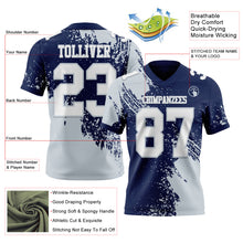 Laden Sie das Bild in den Galerie-Viewer, Custom Navy White-Silver 3D Pattern Abstract Brush Stroke Authentic Football Jersey