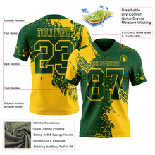 Загрузить изображение в средство просмотра галереи, Custom Green Yellow 3D Pattern Abstract Brush Stroke Authentic Football Jersey