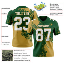Загрузить изображение в средство просмотра галереи, Custom Green White-Old Gold 3D Pattern Abstract Brush Stroke Authentic Football Jersey