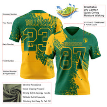 Загрузить изображение в средство просмотра галереи, Custom Kelly Green Gold 3D Pattern Abstract Brush Stroke Authentic Football Jersey