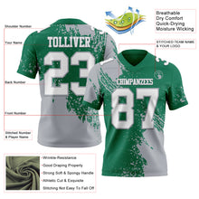 Загрузить изображение в средство просмотра галереи, Custom Kelly Green White-Gray 3D Pattern Abstract Brush Stroke Authentic Football Jersey