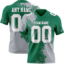 Загрузить изображение в средство просмотра галереи, Custom Kelly Green White-Gray 3D Pattern Abstract Brush Stroke Authentic Football Jersey