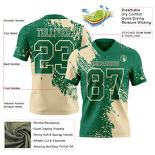 Загрузить изображение в средство просмотра галереи, Custom Kelly Green Cream 3D Pattern Abstract Brush Stroke Authentic Football Jersey