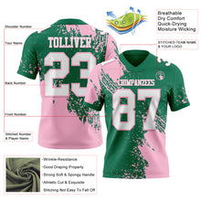 Загрузить изображение в средство просмотра галереи, Custom Kelly Green White-Light Pink 3D Pattern Abstract Brush Stroke Authentic Football Jersey