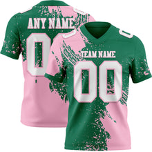 Загрузить изображение в средство просмотра галереи, Custom Kelly Green White-Light Pink 3D Pattern Abstract Brush Stroke Authentic Football Jersey