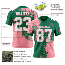 Load image into Gallery viewer, Custom Kelly Green White-Medium Pink 3D Pattern Abstract Brush Stroke Authentic Football Jersey