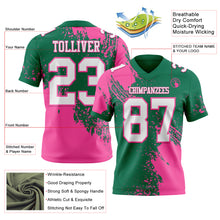 Загрузить изображение в средство просмотра галереи, Custom Kelly Green White-Pink 3D Pattern Abstract Brush Stroke Authentic Football Jersey