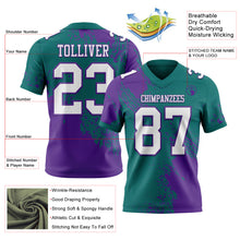 Загрузить изображение в средство просмотра галереи, Custom Teal White-Purple 3D Pattern Abstract Brush Stroke Authentic Football Jersey