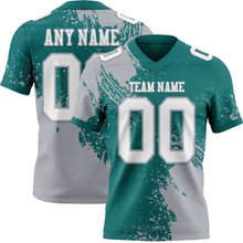 Загрузить изображение в средство просмотра галереи, Custom Teal White-Gray 3D Pattern Abstract Brush Stroke Authentic Football Jersey