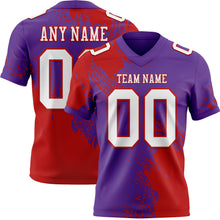 Загрузить изображение в средство просмотра галереи, Custom Purple White-Red 3D Pattern Abstract Brush Stroke Authentic Football Jersey