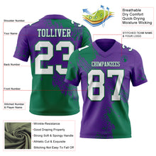 Загрузить изображение в средство просмотра галереи, Custom Purple White-Kelly Green 3D Pattern Abstract Brush Stroke Authentic Football Jersey