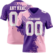 Загрузить изображение в средство просмотра галереи, Custom Purple White-Light Pink 3D Pattern Abstract Brush Stroke Authentic Football Jersey