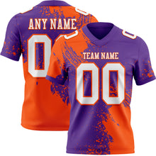 Загрузить изображение в средство просмотра галереи, Custom Purple White-Orange 3D Pattern Abstract Brush Stroke Authentic Football Jersey