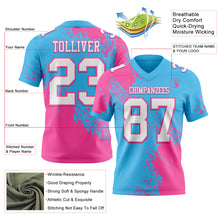 Загрузить изображение в средство просмотра галереи, Custom Sky Blue White-Pink 3D Pattern Abstract Brush Stroke Authentic Football Jersey