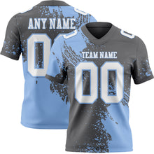 Charger l'image dans la galerie, Custom Steel Gray White-Light Blue 3D Pattern Abstract Brush Stroke Authentic Football Jersey
