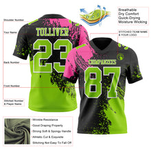 Загрузить изображение в средство просмотра галереи, Custom Black Neon Green-Pink 3D Pattern Abstract Brush Stroke Authentic Football Jersey
