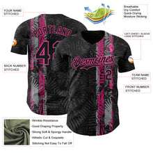 Load image into Gallery viewer, Custom Black Pink 3D Hawaii Tropical Palm Leaves Authentic Baseball Jersey