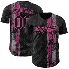 Load image into Gallery viewer, Custom Black Pink 3D Hawaii Tropical Palm Leaves Authentic Baseball Jersey