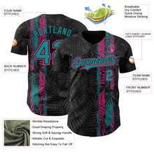 Charger l'image dans la galerie, Custom Black Pink-Teal 3D Hawaii Tropical Palm Leaves Authentic Baseball Jersey