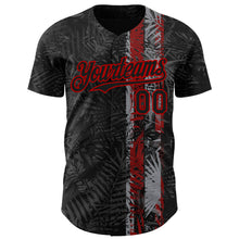 Charger l'image dans la galerie, Custom Black Red 3D Hawaii Tropical Palm Leaves Authentic Baseball Jersey
