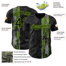Загрузить изображение в средство просмотра галереи, Custom Black Neon Green 3D Hawaii Tropical Palm Leaves Authentic Baseball Jersey