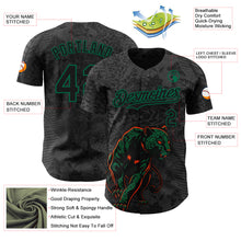 Laden Sie das Bild in den Galerie-Viewer, Custom Black Kelly Green 3D Hawaii Tropical Palm Leaves And Animal Leopard Authentic Baseball Jersey