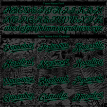 Laden Sie das Bild in den Galerie-Viewer, Custom Black Kelly Green 3D Hawaii Tropical Palm Leaves And Animal Leopard Authentic Baseball Jersey
