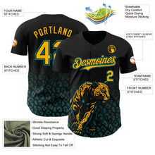 Load image into Gallery viewer, Custom Black Yellow-Teal 3D Pattern Design Gradient Leopard Print Authentic Baseball Jersey
