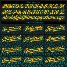 Load image into Gallery viewer, Custom Black Yellow-Teal 3D Pattern Design Gradient Leopard Print Authentic Baseball Jersey