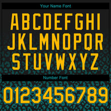 Load image into Gallery viewer, Custom Black Yellow-Teal 3D Pattern Design Gradient Leopard Print Authentic Baseball Jersey