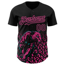 Charger l'image dans la galerie, Custom Black Pink 3D Pattern Design Gradient Leopard Print Authentic Baseball Jersey