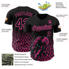 Charger l'image dans la galerie, Custom Black Pink 3D Pattern Design Gradient Leopard Print Authentic Baseball Jersey