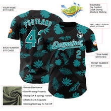 Load image into Gallery viewer, Custom Black Teal-White 3D Hawaii Palm Leaves Authentic Baseball Jersey