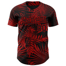 Charger l'image dans la galerie, Custom Black Red 3D Hawaii Palm Leaves Authentic Baseball Jersey