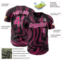 Load image into Gallery viewer, Custom Black Pink-White 3D Pattern Design Fluid Lines Authentic Baseball Jersey