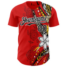 Charger l'image dans la galerie, Custom Red Black-White 3D Hawaii Flower Authentic Baseball Jersey