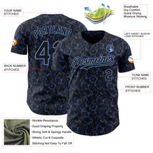 Load image into Gallery viewer, Custom Black Light Blue 3D Pattern Design Flower Authentic Baseball Jersey