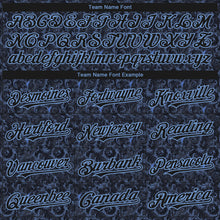 Load image into Gallery viewer, Custom Black Light Blue 3D Pattern Design Flower Authentic Baseball Jersey