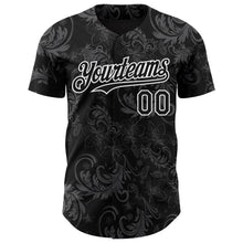 Загрузить изображение в средство просмотра галереи, Custom Black White 3D Pattern Design Flower Authentic Baseball Jersey