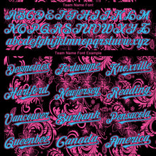 Charger l'image dans la galerie, Custom Black Pink-Sky Blue 3D Pattern Design Flower Authentic Baseball Jersey