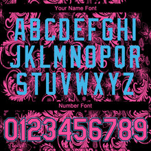 Charger l'image dans la galerie, Custom Black Pink-Sky Blue 3D Pattern Design Flower Authentic Baseball Jersey