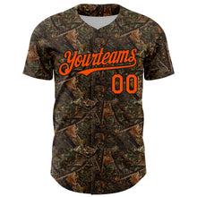 Laden Sie das Bild in den Galerie-Viewer, Custom Camo Orange-Black 3D Woodland Camo Authentic Salute To Service Authentic Baseball Jersey