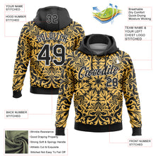 Laden Sie das Bild in den Galerie-Viewer, Custom Stitched Black White 3D Pattern Design Golden Subtle Floral Sports Pullover Sweatshirt Hoodie