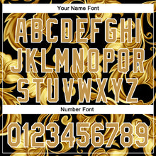 Load image into Gallery viewer, Custom Stitched Black Old Gold-White 3D Pattern Design Golden Subtle Floral Sports Pullover Sweatshirt Hoodie