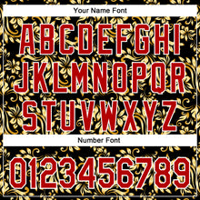 Загрузить изображение в средство просмотра галереи, Custom Stitched Black Red-White 3D Pattern Design Golden Subtle Floral Sports Pullover Sweatshirt Hoodie