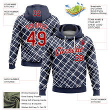 Charger l'image dans la galerie, Custom Stitched Navy Red-White 3D Pattern Design Abstract Network Line Sports Pullover Sweatshirt Hoodie